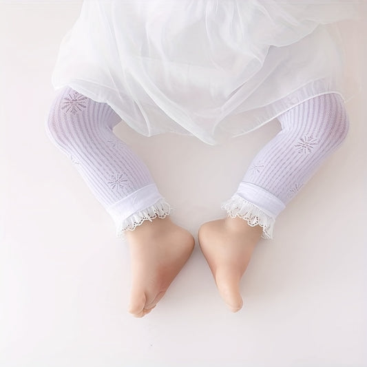 Baby Girls Lace Jacquard Leggings Breathable Comfy Trousers