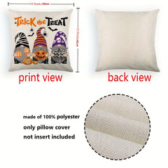Halloween Pumpkin and Faceless Man Throw Pillow Cover 17.7x17.7in