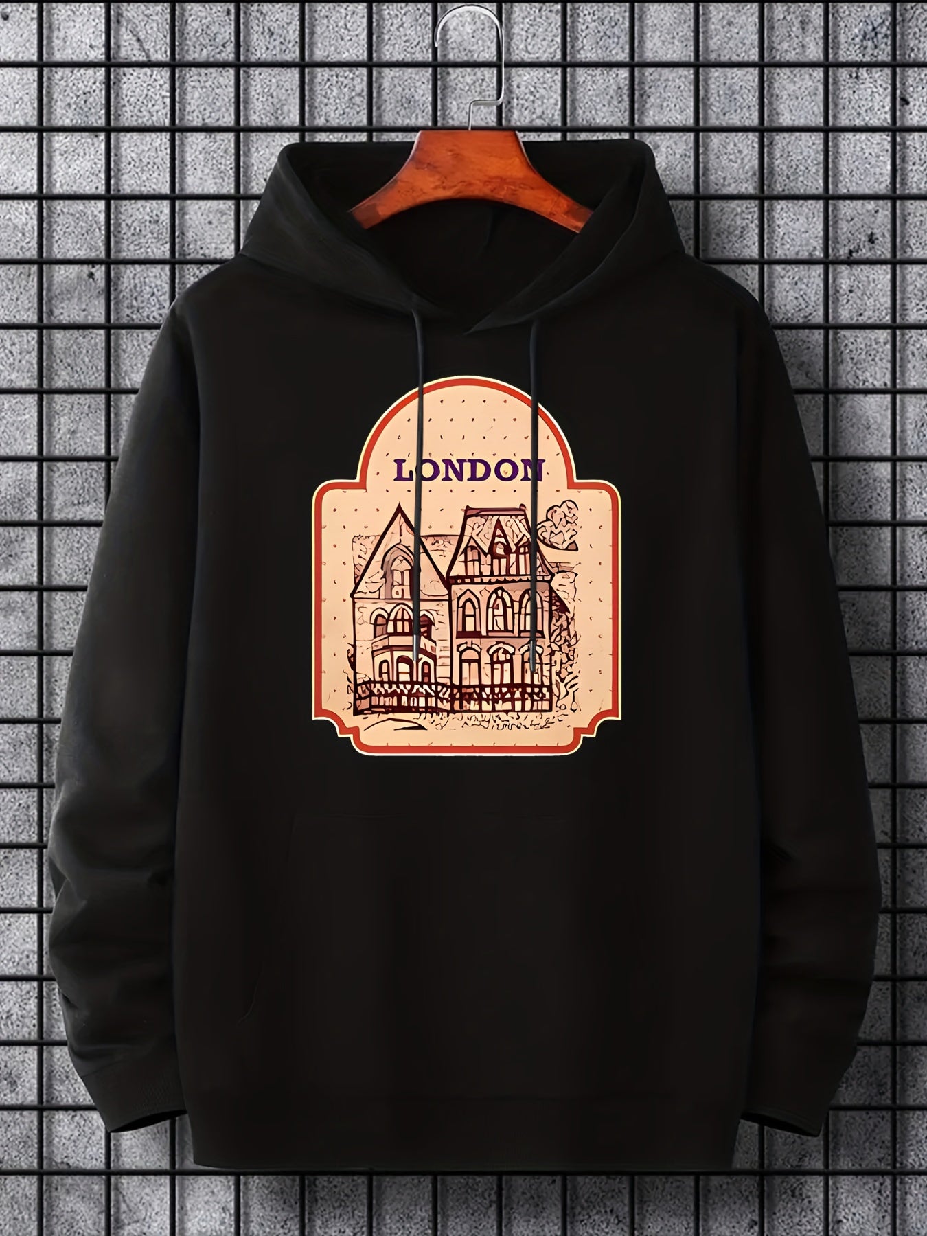 'Love For London' Print Hoodie Men's Pullover Sweatshirt