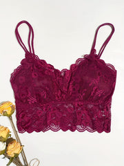 Floral Lace Wireless V Neck Cami Bra