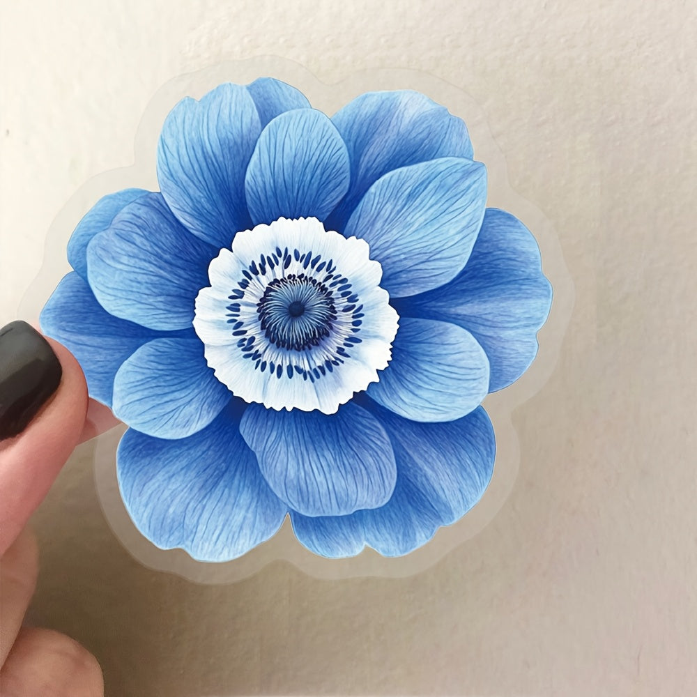 50pcs Cartoon Flower Stickers, Transparent Reusable PET Decals