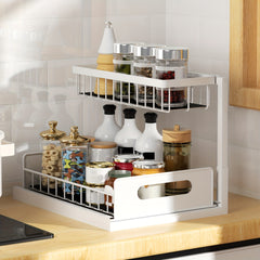 Under Sink Organizer 2 Tier Pull Out Cabinet Storage Shelf