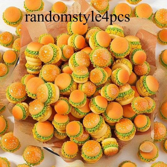 3pcs Resin Hamburger Keychains DIY Crafts Baker Simul