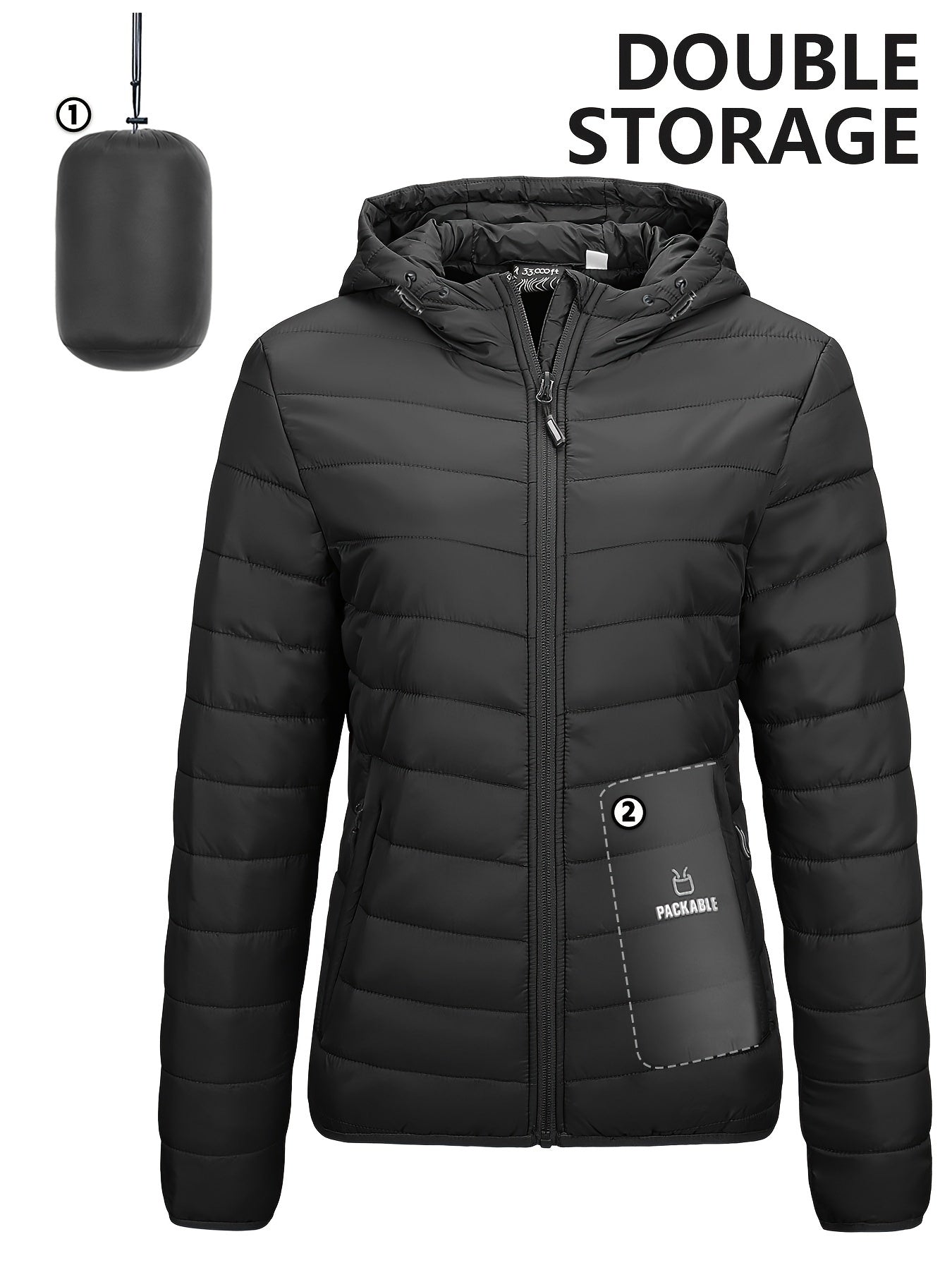 Women's Packable Puffer Jacket With Hood Quilted Winter Coat