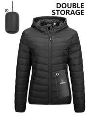 Women's Packable Puffer Jacket With Hood Quilted Winter Coat