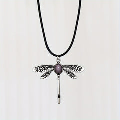 Dragonfly Gemstone Pendant Necklace Boho Women's Necklace