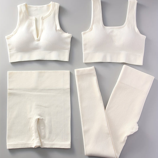 Ribbed Yoga Sports Bra & Leggings Set Women's Activewear