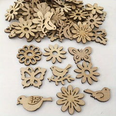 50pcs Christmas Holiday Decorations Wood Chip, Natural Retro Creative Cartoon