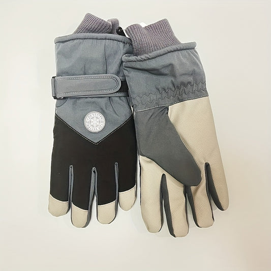 Men's Coldproof Skiing Gloves Snowflake Logo Touch Screen Magic Stickers