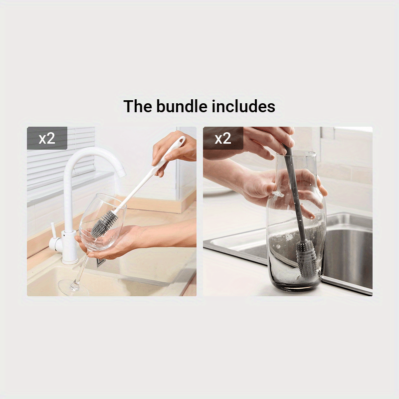 Long Handled Silicone Cup Brush for Kitchen Household Cleaning