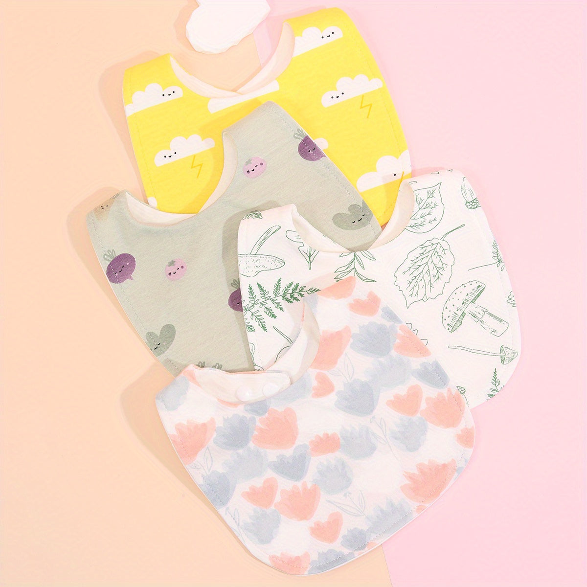 4pcs Cotton Baby Bibs Infant Feeding Drool Bibs Cartoon Print