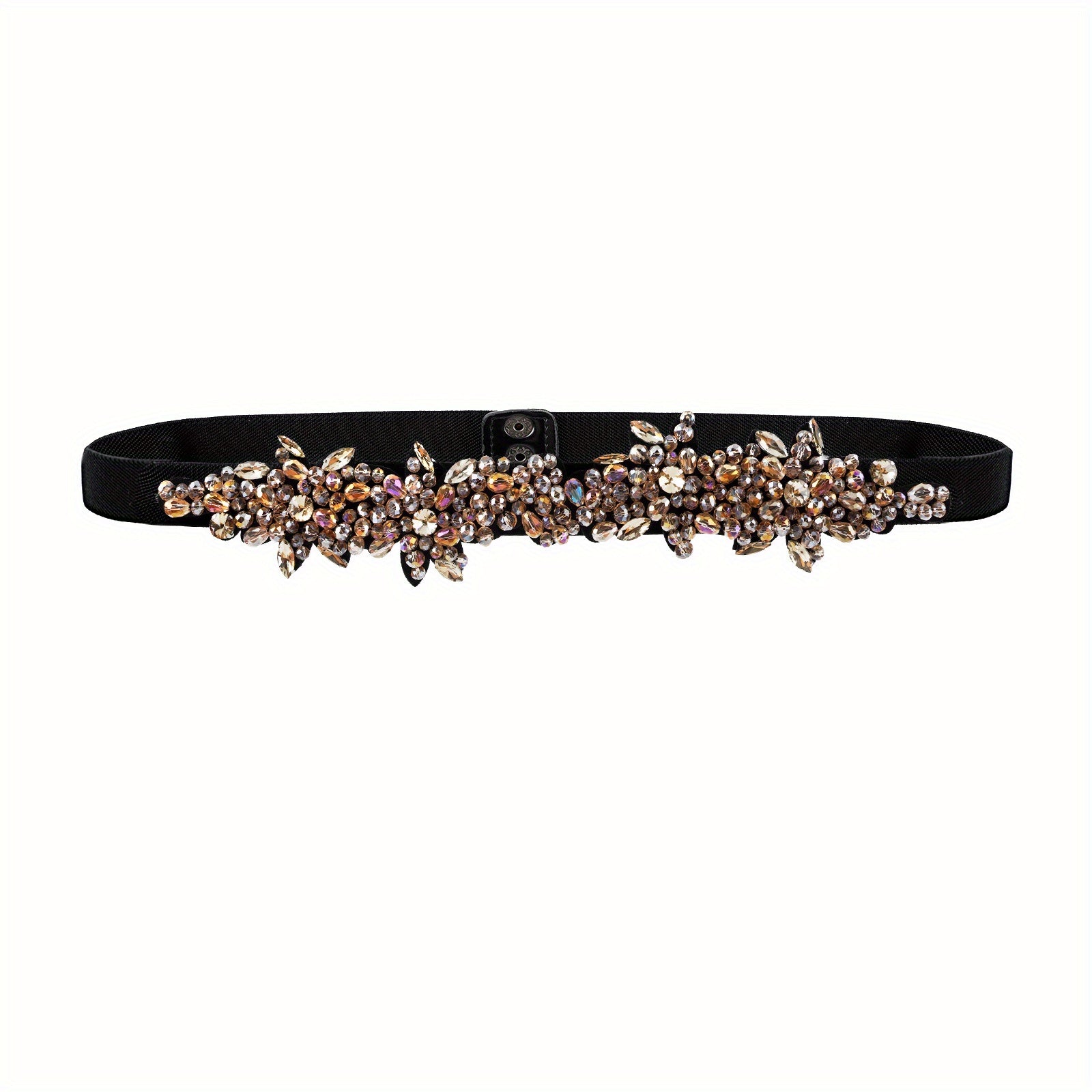 Vintage Crystal Girdle Rhinestone Elastic Belt Waistband for Women