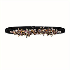 Vintage Crystal Girdle Rhinestone Elastic Belt Waistband for Women