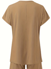 Women's Plus Ribbed Top & Shorts Set