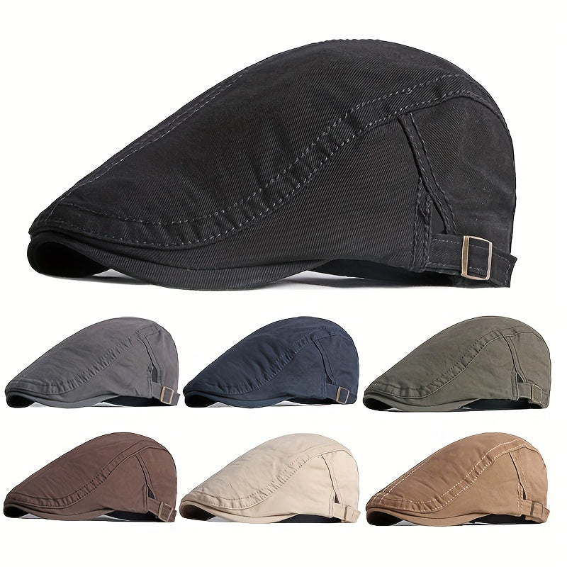 Flat Cotton Adjustable Newsboy Hat Breathable for Men Women