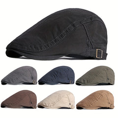 Flat Cotton Adjustable Newsboy Hat Breathable for Men Women