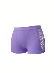 4pcs Floral Textured Boyshort Panties Soft & Comfortable Women's Lingerie