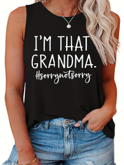  Casual Family Tank Top Women's Plus Slogan Print Round Neck