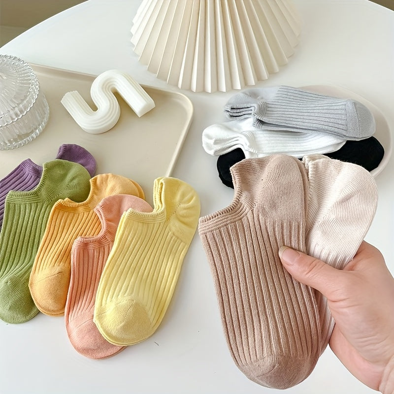 10 Pairs Solid Ankle Socks Soft & Comfy Women's Stockings