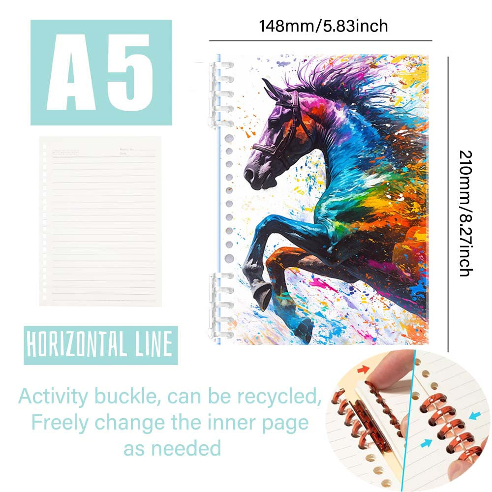 Colorful Horse Art Print Notebook Hard Cover