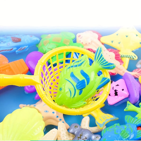 30pcs Kids Fishing Toy Set Inflatable Pool Magnetic Puzzle Water Fun