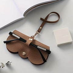 Lychee Embossed Glasses Cover PU Leather Sunglasses Reading Glasses Bag