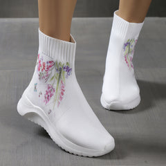 Women's Floral High Top Sock Boots Stretch Ankle Sneakers