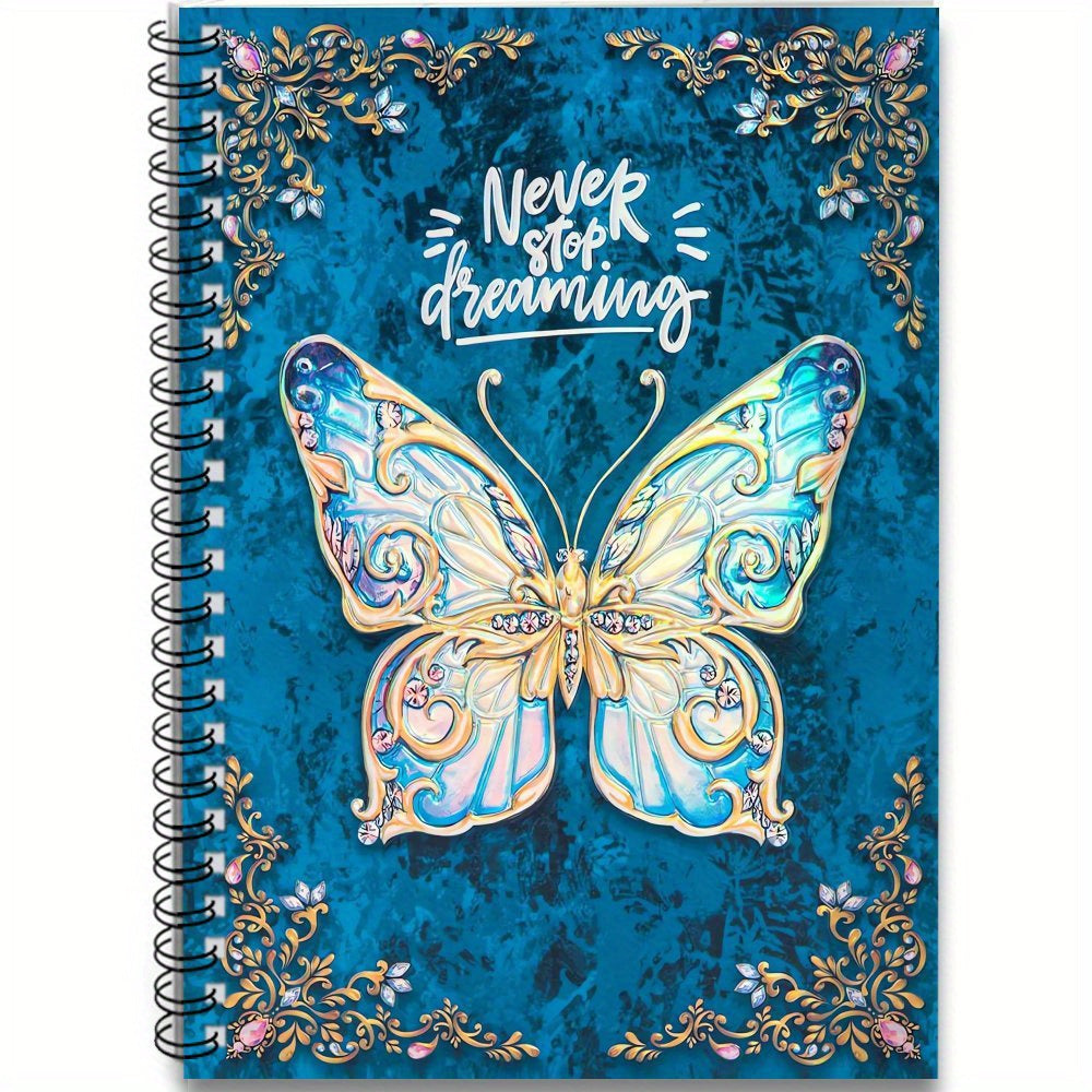3D Butterfly Spiral Notebook Vibrant & Golden 100 Pages Ideal for Work Study Jou