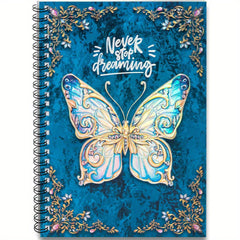 3D Butterfly Spiral Notebook Vibrant & Golden 100 Pages Ideal for Work Study Jou