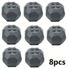 Dark Grey Rock Building Blocks 4x4 Octagonal Giant Stone Scene