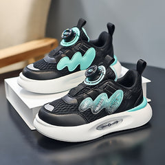 Girl's Rotating Buckle Chunky Shoes Mesh Breathable Soft Sole Sneakers