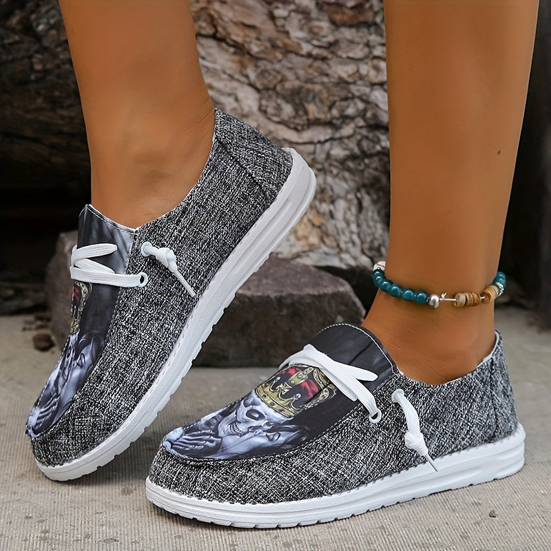 Women's Colorblock Slip-On Flat Shoes Lightweight Canvas Shoes