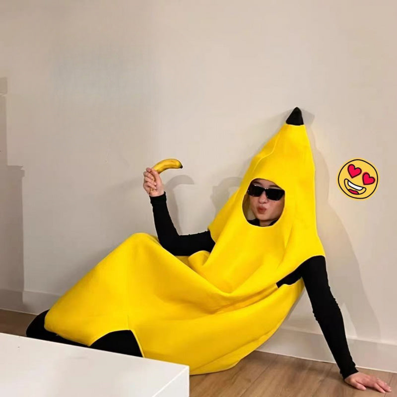 Adult Banana Costume for Halloween & Parties with Monkey Accessory