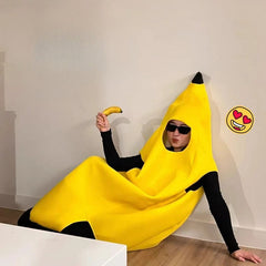 Adult Banana Costume for Halloween & Parties with Monkey Accessory