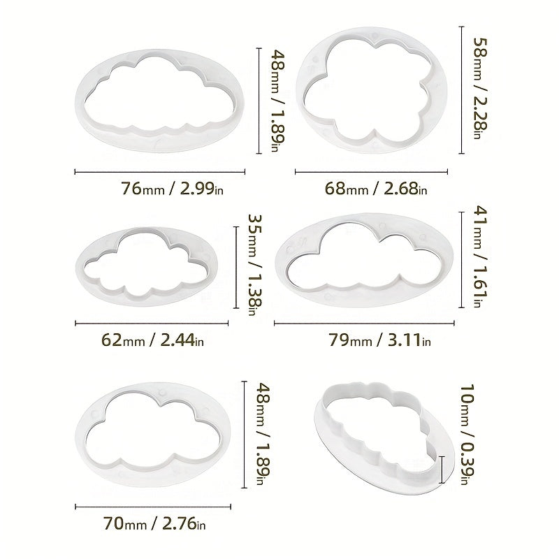 5pcs Cloud Biscuit & Chocolate Mold Set Kitchen Cake DIY Baking Utensils