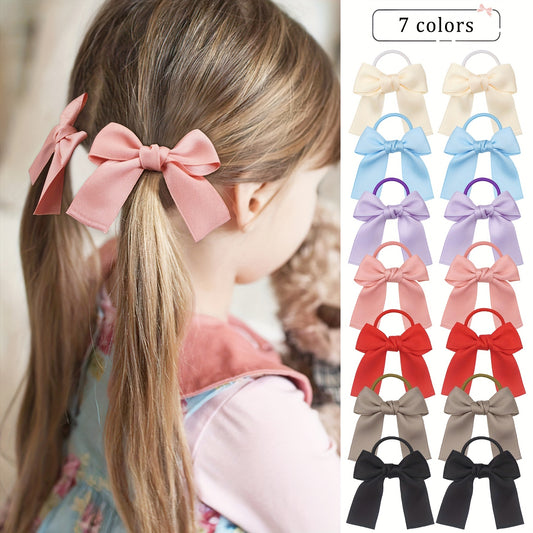 Long Bow Decor Hair Tie Elastic Ponytail Holder Hair Accessories