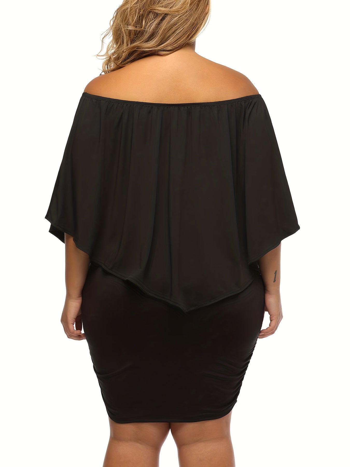  Off Shoulder Ruched Mini Dress
