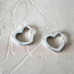 Heart Shaped Hoop Huggie Earrings 925 Silver Plated Ear Buckle Gift