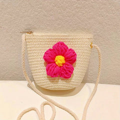 Straw Crossbody Bag With Zipper Woven Shoulder Bag For Beach