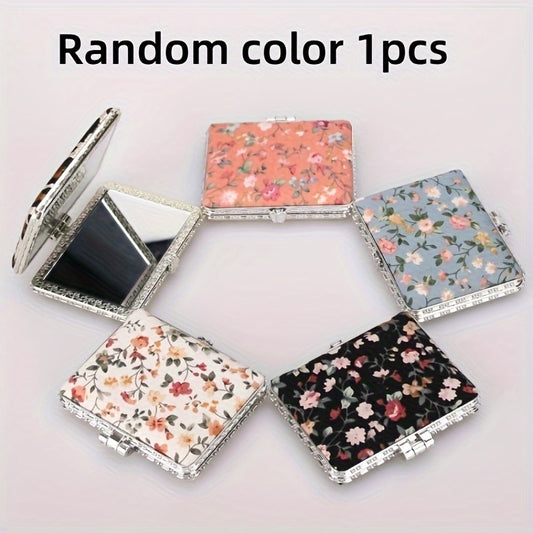 Vintage Floral Compact Mirror Double Sided Folding Pocket Makeup Mirror