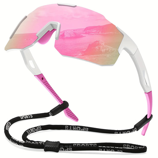 Men's Square Polarized Sunglasses Pink Lens Unisex Outdoor Sports Dazzling UV400