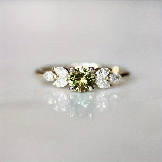 18K Green CZ Stacking Ring for Women