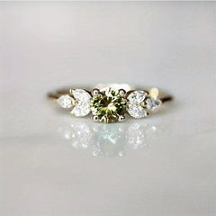 18K Green CZ Stacking Ring for Women