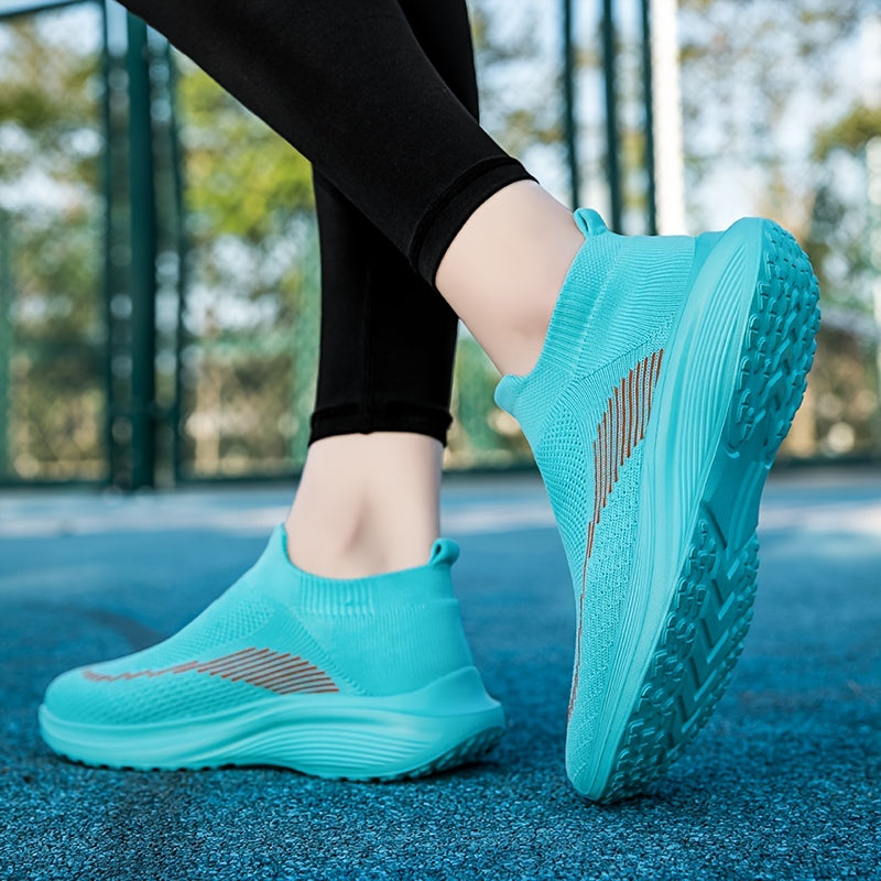 Women's Non Slip Flying Woven Running Shoes Lightweight Breathable Slip on Socks