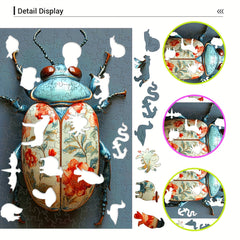 3D Puzzling Insect Puzzle Vibrant Beetle with Floral Wooden Ideal for Ages 3