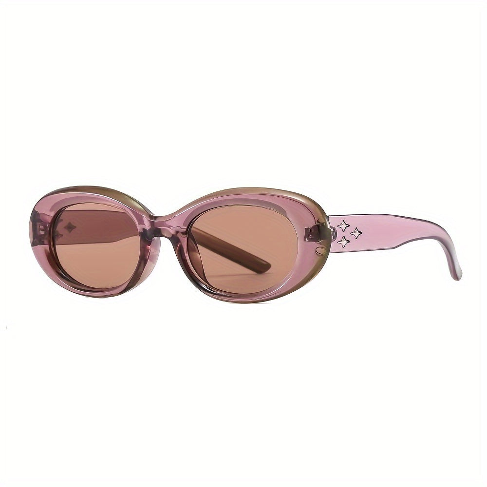 Oval Thick Frame Sunglasses Stars Decor Glasses