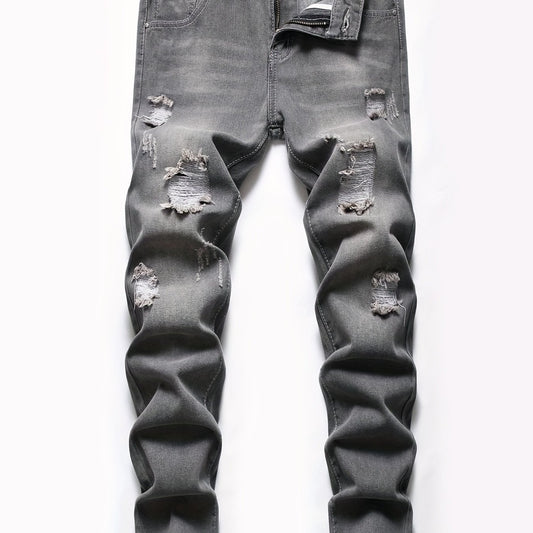 Boys Ripped Jeans Skinny Slim Fit Washed Denim Long Pants