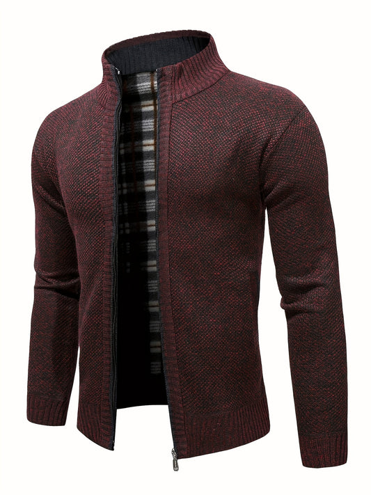 Men's Winter Knit Zip Up Cardigan Thick Warm Coat