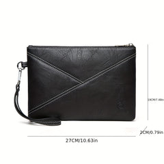 Men's Casual Leather Clutch Bag with Wristlet