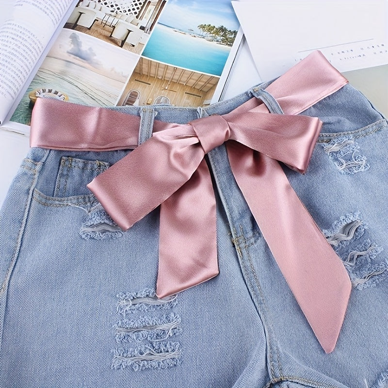 Silk Ribbon Cloth Belt Women's Skirt Student Knotted Wide Girdle